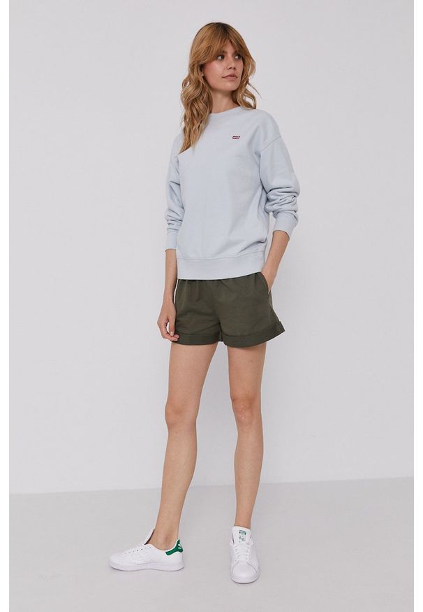 Levi's® - Levi's Bluza bawełniana damska gładka. Okazja: na spotkanie biznesowe. Kolor: niebieski. Materiał: bawełna. Długość rękawa: długi rękaw. Długość: długie. Wzór: gładki. Styl: biznesowy