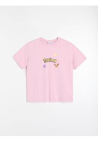 Sinsay - Bawełniana koszulka z nadrukiem Pokémon - różowy. Kolor: różowy. Materiał: bawełna. Wzór: nadruk #1