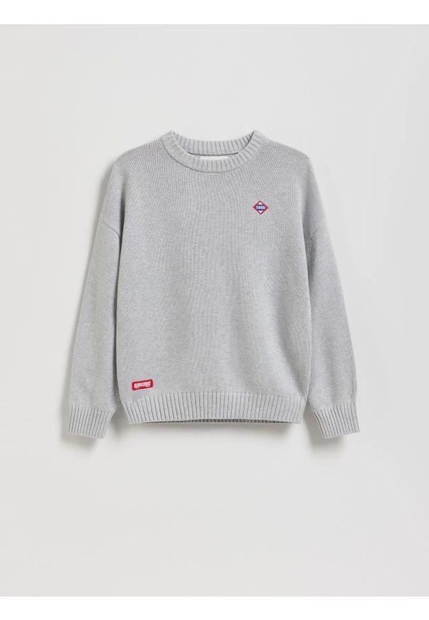 Reserved - Bawełniany sweter - jasnoszary. Kolor: szary. Materiał: bawełna