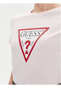 Guess T-Shirt W1YI1B I3Z14 Różowy Slim Fit. Kolor: różowy. Materiał: bawełna
