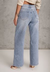 Renee - Niebieskie Casualowe Jeansy Wide Leg High Waist z Bawełną Sulaer. Okazja: na co dzień. Stan: podwyższony. Kolor: niebieski. Długość: długie. Wzór: gładki. Styl: casual #8