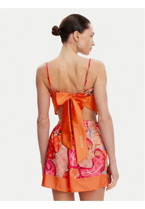 Guess Top E5GH02 WH4V0 Pomarańczowy Regular Fit. Kolor: pomarańczowy. Materiał: syntetyk