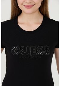 Guess - GUESS Czarny damski t-shirt Sangallo Tee, Rozmiar M. Kolor: czarny #4