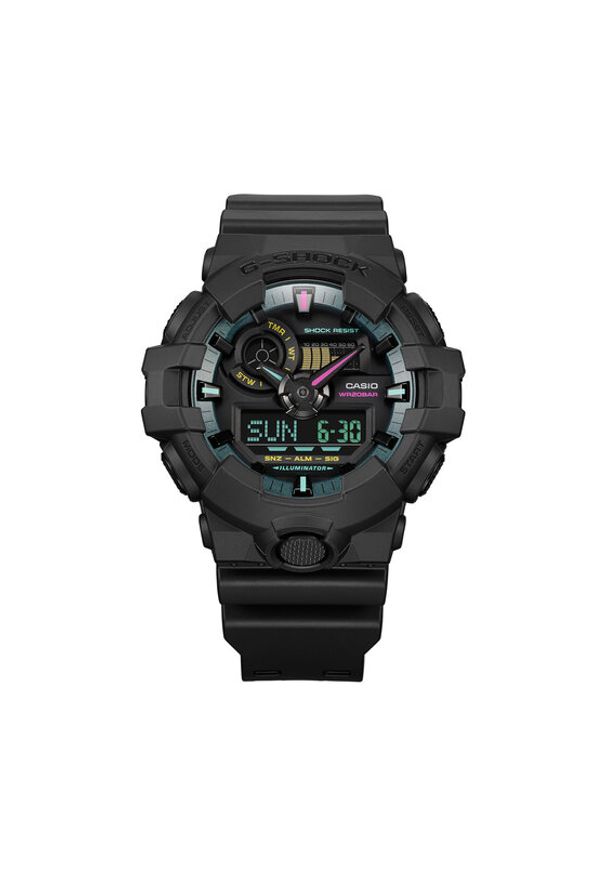 G-Shock Zegarek Multi-Fluorescent Accents GA-700MF-1AER Czarny. Kolor: czarny