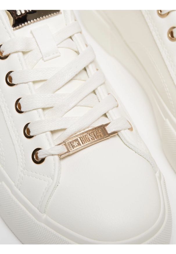 Big-Star - Sneakersy damskie ze skóry ekologicznej białe NN274A851 101. Nosek buta: okrągły. Zapięcie: sznurówki. Kolor: biały. Materiał: skóra ekologiczna