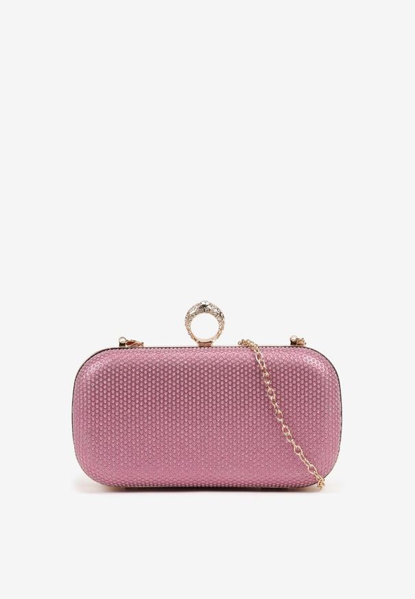 Born2be - Fioletowa Torebka Kopertówka z Biżuteryjnym Uchwytem i Dodatkowym Łańcuszkiem Milenessa. Kolor: fioletowy. Styl: elegancki, casual