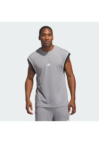 Adidas - Koszulka adidas Basketball All-World Sleeveless Tank. Kolor: szary, wielokolorowy, czarny. Materiał: materiał. Długość rękawa: bez rękawów. Sport: koszykówka #1