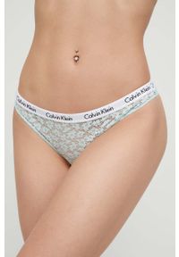 Calvin Klein Underwear brazyliany kolor turkusowy z koronki. Kolor: turkusowy. Materiał: koronka. Wzór: koronka
