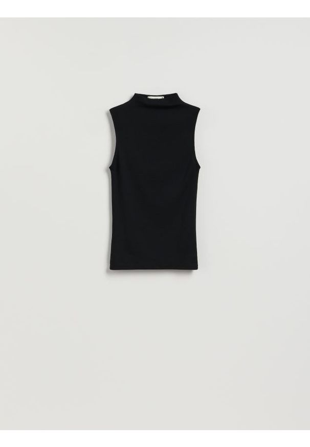 Reserved - Bluzka z modalem - czarny. Kolor: czarny. Materiał: bawełna