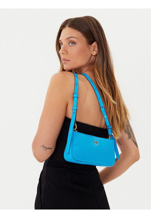 Pinko - PINKO Torebka Half Moon Baguette Mini AI 25-26 PLTT 105069 A0QO Niebieski. Kolor: niebieski. Materiał: skórzane