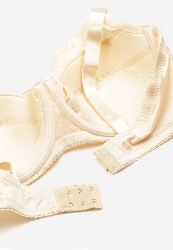 Born2be - Jasnobeżowy Biustonosz na Regulowanych Ramiączkach na Haftki Nosofia. Kolor: beżowy. Materiał: jeans, bawełna