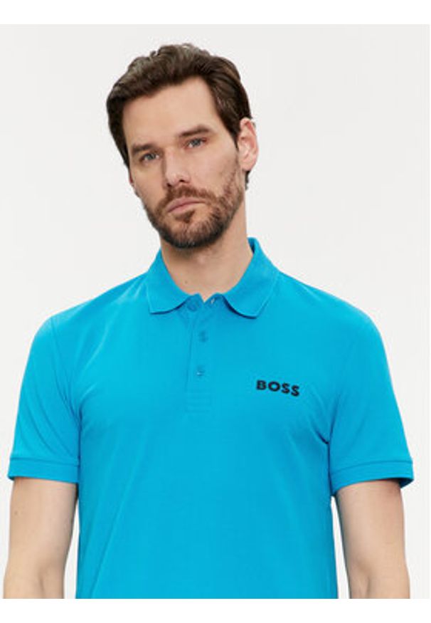 BOSS - Boss Polo Paule 50512789 Niebieski Slim Fit. Typ kołnierza: polo. Kolor: niebieski. Materiał: bawełna, syntetyk