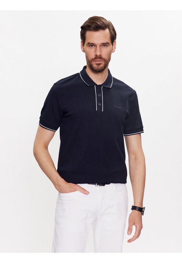 Pierre Cardin Polo 20704/000/2051 Granatowy Modern Fit. Typ kołnierza: polo. Kolor: niebieski. Materiał: bawełna