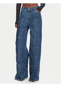 ROTATE Jeansy 1140731602 Granatowy Wide Leg. Kolor: niebieski