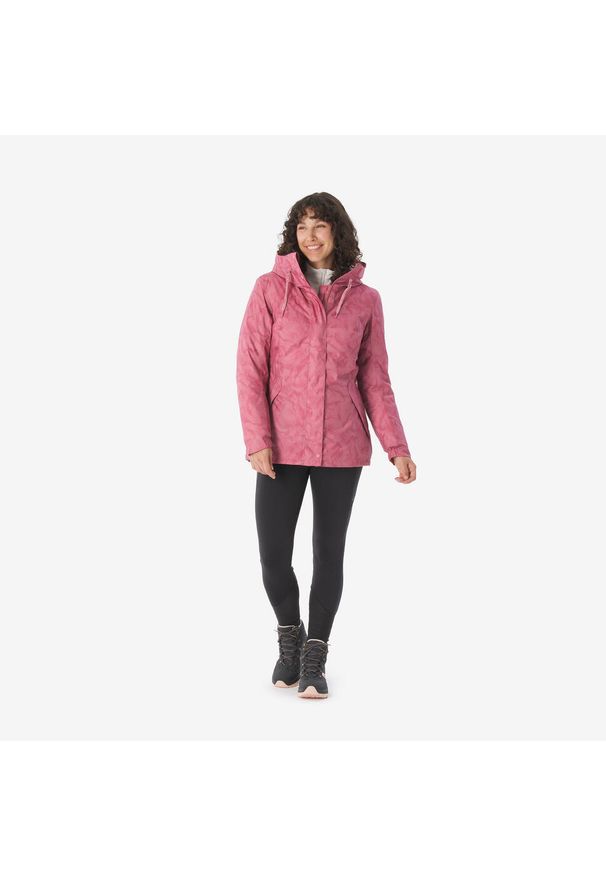 quechua - Kurtka turystyczna damska zimowa Quechua NH500 -10°C wodoodporna. Kolor: różowy. Materiał: polar. Sezon: zima. Sport: turystyka piesza