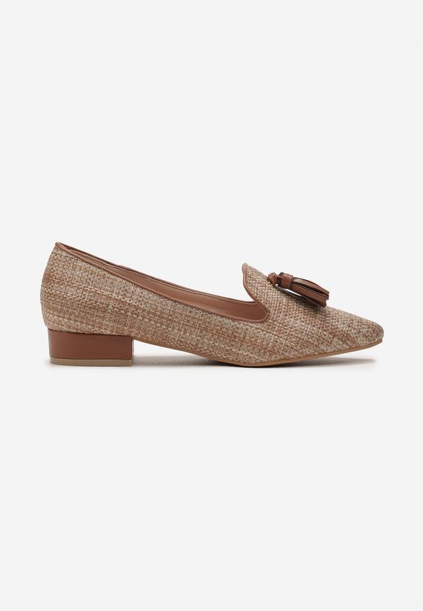 Born2be - Brązowe Mokasyny Loafersy w Stylu Boho z Kolorową Plecionką Tanula. Kolor: brązowy. Wzór: kolorowy. Styl: boho