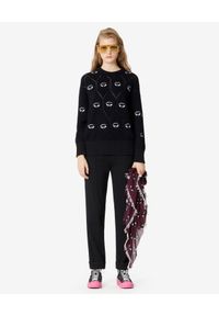 Kenzo - KENZO - Czarny sweter Multi-Eye. Kolor: czarny. Materiał: wełna, jeans. Długość rękawa: długi rękaw. Długość: długie. Wzór: aplikacja #4