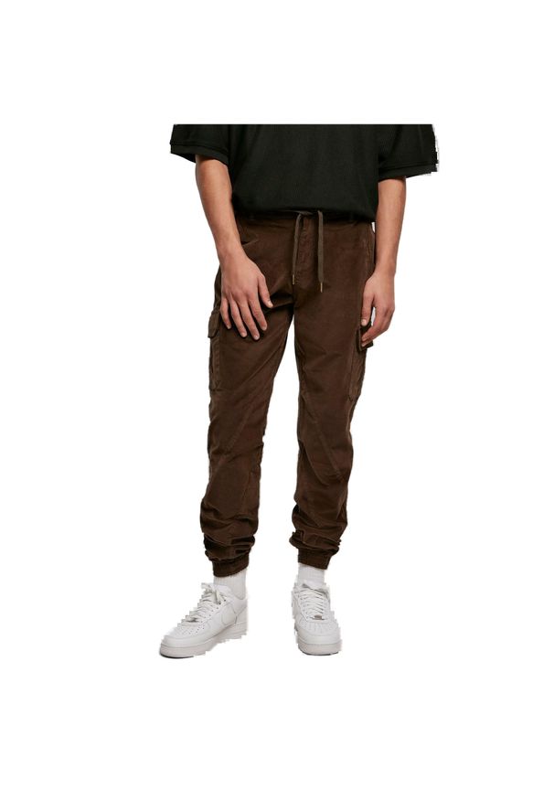 Aksamitny Spodnie typuSpodnie dresowe cargo Urban Classics. Kolor: brązowy. Materiał: dresówka