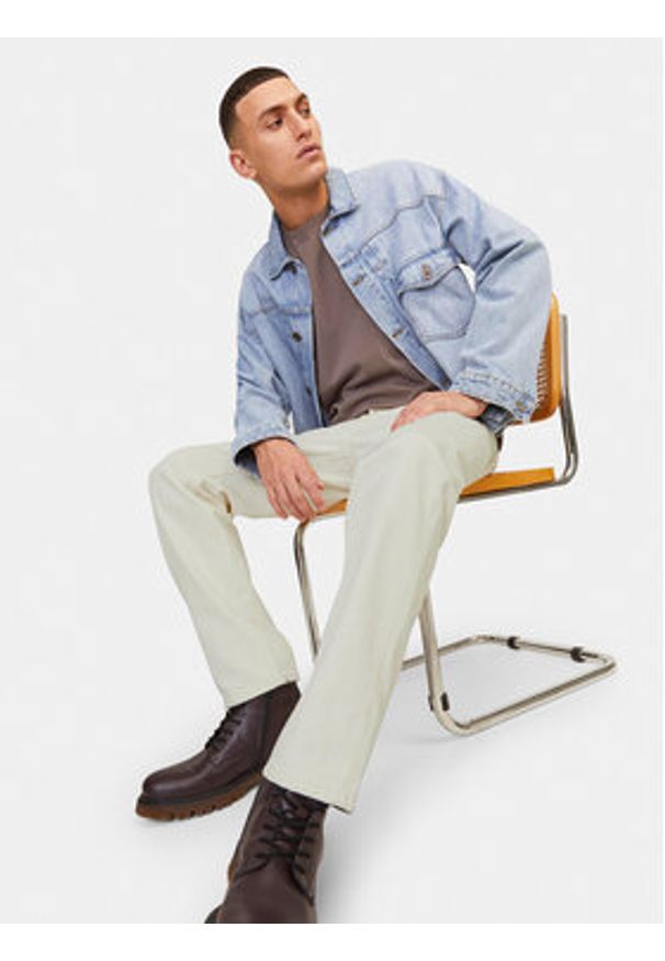 Jack & Jones Jeansy Chris 12252087 Écru Relaxed Fit