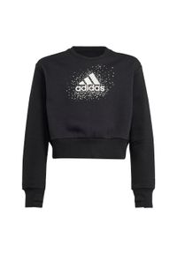 Adidas - Bluza Glam Crew Kids. Kolor: czarny. Materiał: materiał. Długość rękawa: długi rękaw