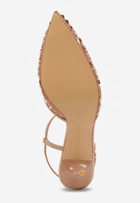 Renee - Ciemnobeżowe Eleganckie Szpilki na Szpilce z Siateczkowym Noskiem z Koralikami Riosira. Zapięcie: pasek. Kolor: beżowy. Obcas: na szpilce. Styl: elegancki #4