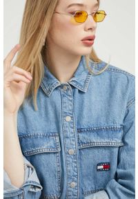 Tommy Jeans koszula jeansowa damska kolor niebieski relaxed z kołnierzykiem klasycznym. Typ kołnierza: kołnierzyk klasyczny. Kolor: niebieski. Materiał: tkanina, bawełna. Długość rękawa: długi rękaw. Długość: długie. Styl: klasyczny #5