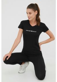 Emporio Armani Underwear t-shirt damski kolor czarny. Kolor: czarny. Materiał: bawełna. Długość rękawa: krótki rękaw. Długość: krótkie. Wzór: nadruk #3