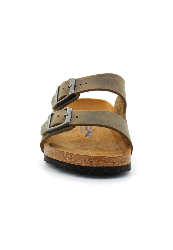 Klapki męskie Birkenstock Arizona. Zapięcie: klamry. Kolor: szary. Materiał: materiał, skóra, syntetyk. Szerokość cholewki: normalna. Sport: turystyka piesza