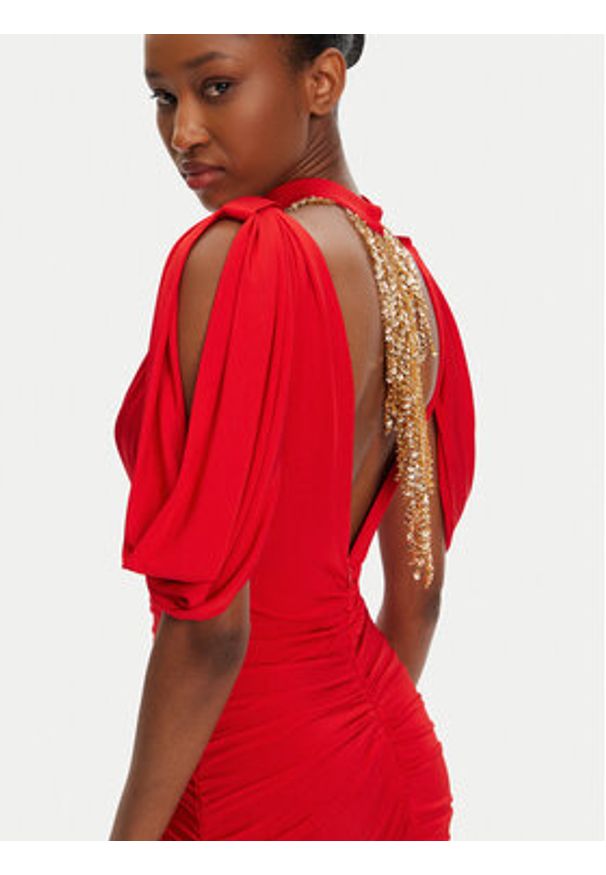 Babylon Sukienka wieczorowa S00876 Czerwony Slim Fit. Kolor: czerwony. Materiał: wiskoza. Styl: wizytowy