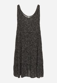 Born2be - Czarno-Biała Rozkloszowana Bawełniana Sukienka na Ramiączkach z Falbanami Tesly. Okazja: na spacer, na co dzień. Kolor: czarny. Materiał: bawełna. Długość rękawa: na ramiączkach. Sezon: lato. Typ sukienki: rozkloszowane, proste. Styl: casual #4