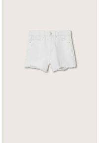 Mango Kids szorty jeansowe dziecięce Helen01 kolor biały gładkie. Okazja: na co dzień. Kolor: biały. Materiał: jeans. Wzór: gładki. Styl: casual #7