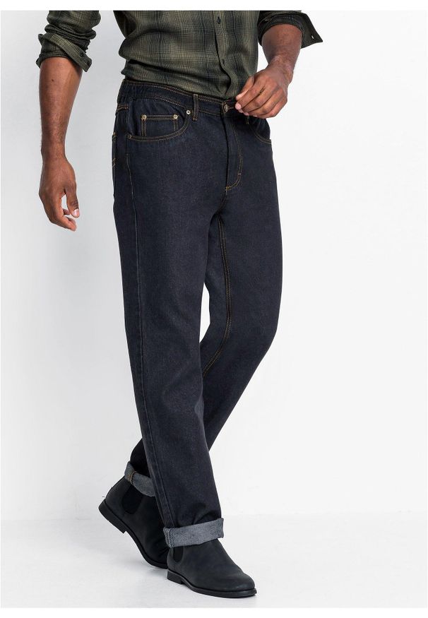 bonprix - Jeansy z elastycznymi wstawkami w talii, classic fit, prosta nogawka. Stan: podwyższony. Kolor: czarny