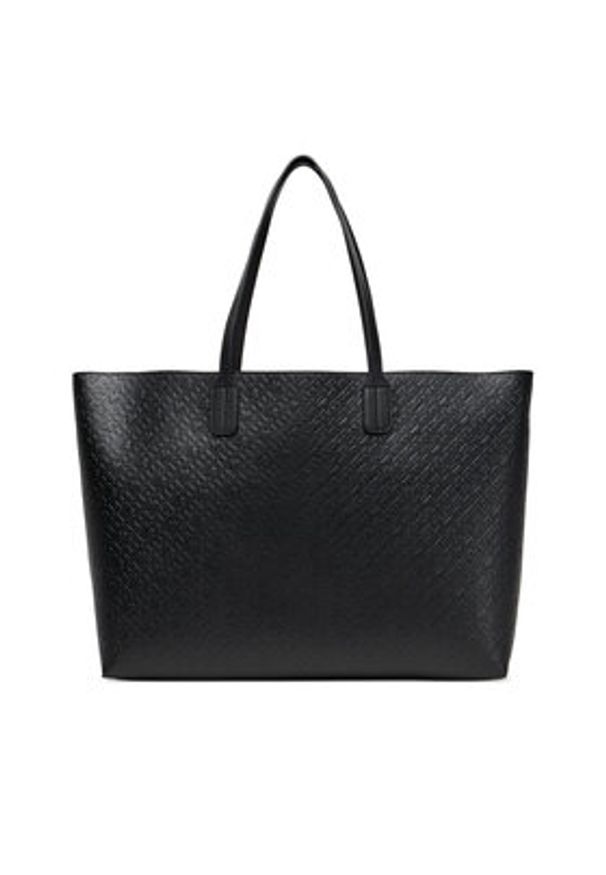 TOMMY HILFIGER - Tommy Hilfiger Torebka Th Icon Tote Mono AW0AW17687 Czarny. Kolor: czarny. Materiał: skórzane