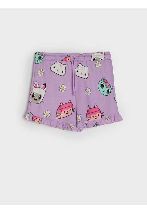 Sinsay - Bawełniane szorty Gabby's Dollhouse - fioletowy. Kolor: fioletowy. Materiał: bawełna