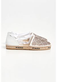 Pinko - Espadryle Angelica PINKO. Materiał: skóra. Wzór: ażurowy, gładki, napisy #2