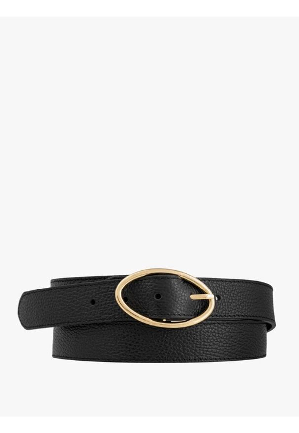 Ryłko - Czarny pasek damski. Kolor: czarny. Materiał: skóra