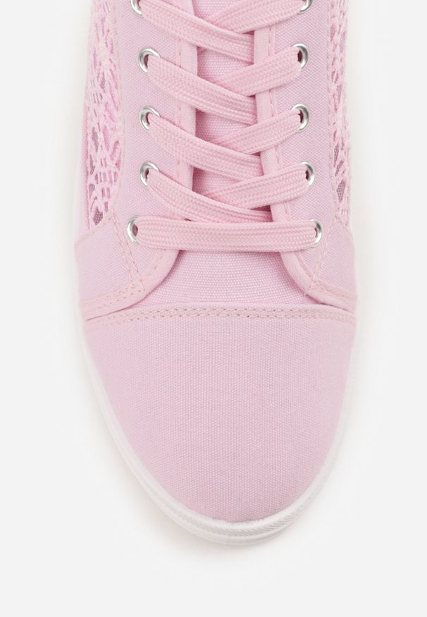 Born2be - Różowe Tenisówki z Ażurowymi Bokami Ariemessa. Okazja: do pracy, na co dzień. Zapięcie: sznurówki. Kolor: różowy. Materiał: materiał, jeans. Wzór: ażurowy. Styl: casual