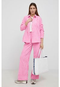 Y.A.S Spodnie sztruksowe damskie kolor różowy szerokie high waist. Stan: podwyższony. Kolor: różowy. Materiał: sztruks