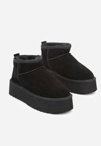 Renee - Czarne Wsuwane Śniegowce z Zamszu Naturalnego na Grubej Podeszwie Mevilira. Zapięcie: bez zapięcia. Kolor: czarny. Materiał: zamsz. Styl: elegancki #3
