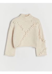 Reserved - Sweter z frędzlami - złamana biel. Materiał: dzianina #1