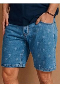 Sinsay - Szorty jeansowe w palmy - niebieski. Kolor: niebieski #1