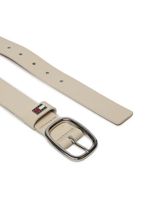 Tommy Jeans Pasek Damski Tjw Oval 3.0 AW0AW15836 Beżowy. Kolor: beżowy. Materiał: skóra