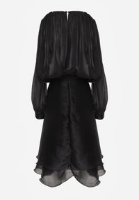 Born2be - Czarna Szyfonowa Sukienka Koktajlowa o Rozkloszowanym Kroju Thagune. Okazja: na randkę. Kolor: czarny. Materiał: szyfon. Styl: wizytowy #5