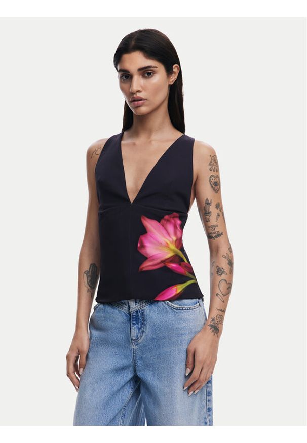 Desigual Bluzka 25SWBW09 Czarny Regular Fit. Kolor: czarny. Materiał: syntetyk