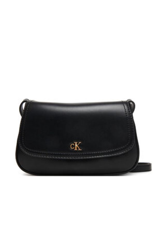 Calvin Klein Torebka Ck Flap Camera Bag LV04F3421G Czarny. Kolor: czarny. Materiał: skórzane