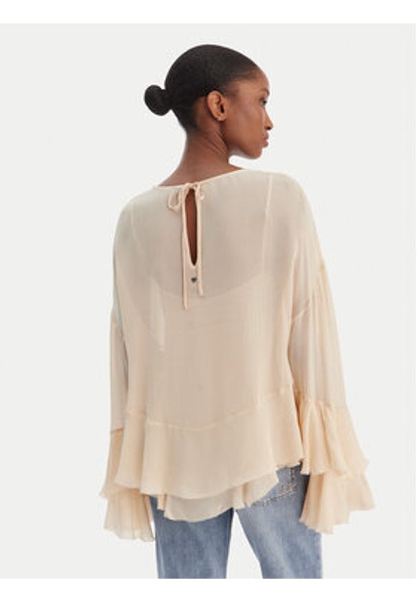 BOSS Bluzka Bleja 50554050 Beżowy Relaxed Fit. Kolor: beżowy. Materiał: wiskoza