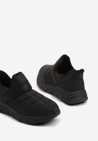 Born2be - Czarne Pikowane Sneakersy Śniegowce na Grubej Tłoczonej Platformie Verta. Okazja: na co dzień. Kolor: czarny. Materiał: jeans. Obcas: na platformie #6