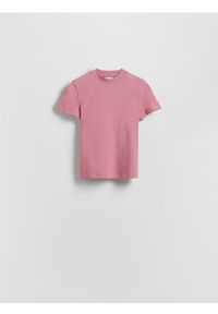 Reserved - T-shirt regular - jasnofioletowy. Kolor: fioletowy. Materiał: bawełna, włókno, dzianina
