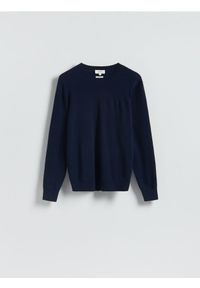 Reserved - Wełniany sweter z dodatkiem kaszmiru - granatowy. Kolor: niebieski. Materiał: wełna, kaszmir #1