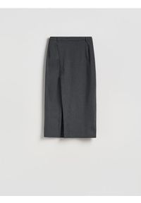 Reserved - Spódnica midi z rozcięciem - szary. Kolor: szary. Materiał: tkanina, wiskoza #1